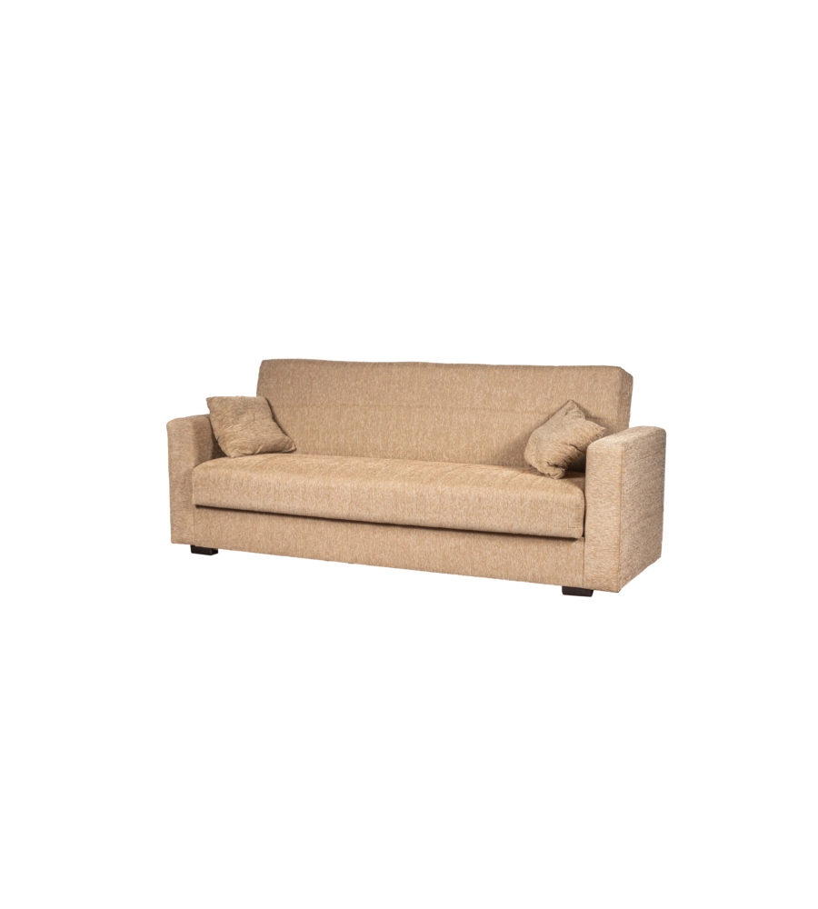 Divano letto "nora" 3 posti tessuto beige, 212x80x87 cm